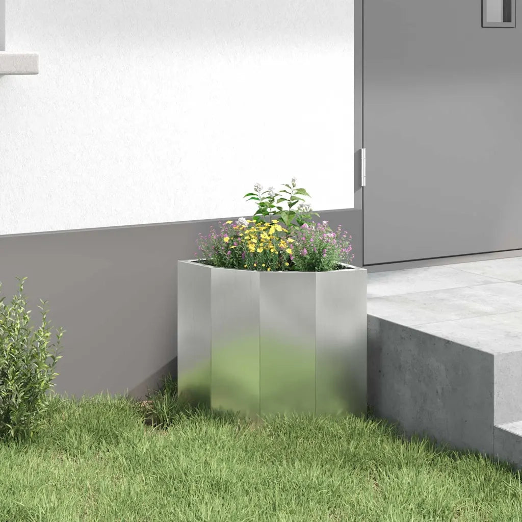 Fioriere | Cassetta per fiori | Vaso d'angolo Argento 30 x 30 x 35 cm Acciaio zincato