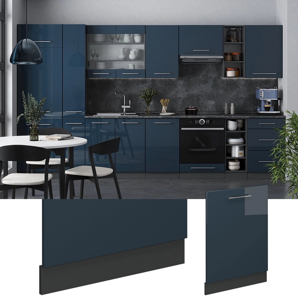 Pannello frontale della lavastoviglie Fame-Line Blu scuro lucido/Antracite 60 cm, PL Antracite Vicco