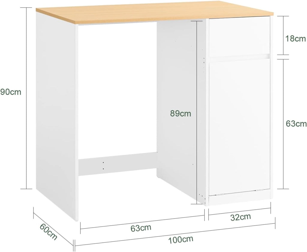 Mobile per lavatrice – Armadio da bagno con cesto portabiancheria e cassetto, per lavatrice e asciugatrice, Mobiletto salvaspazio legno, Bianco,100×60×90 cm, BZR217-WN