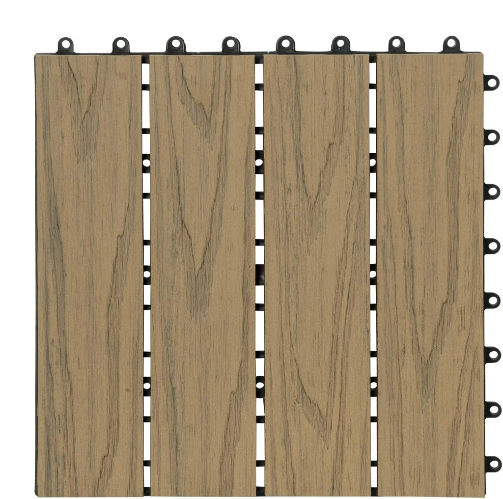 Piastrelle per Pavimenti da Esterno Mattonelle Pavimentazione ad Incastro Click-Deck in Legno Composito Marrone Chiaro 1 m²