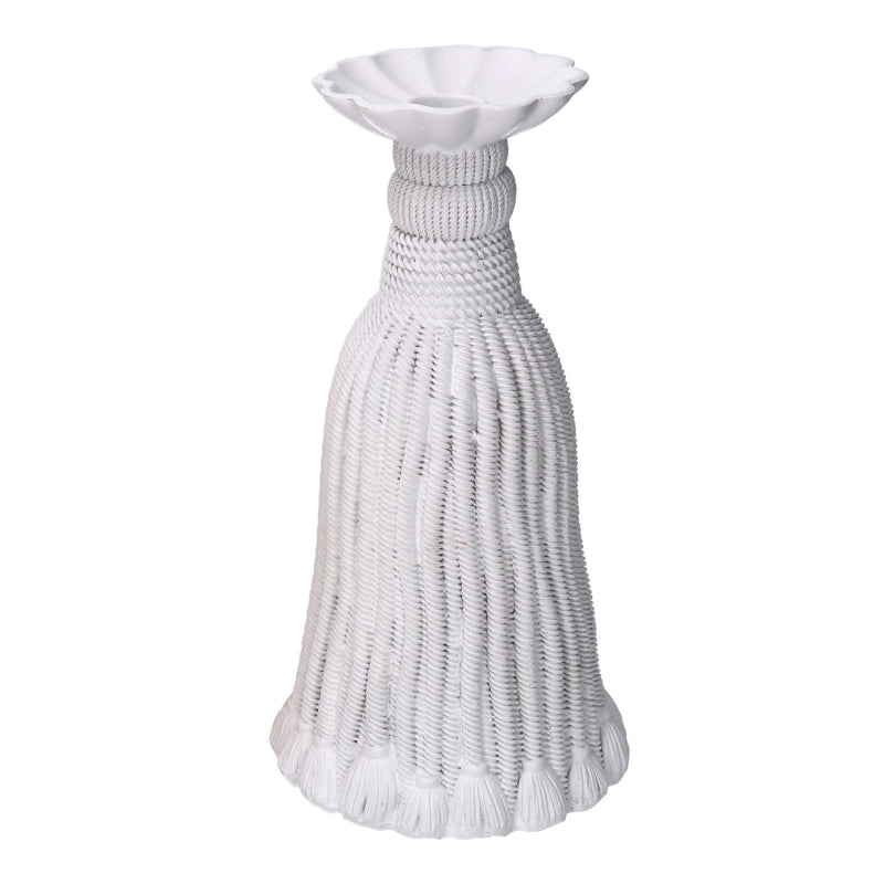 Portacandele resina nappina bianco cm ø14h25,6