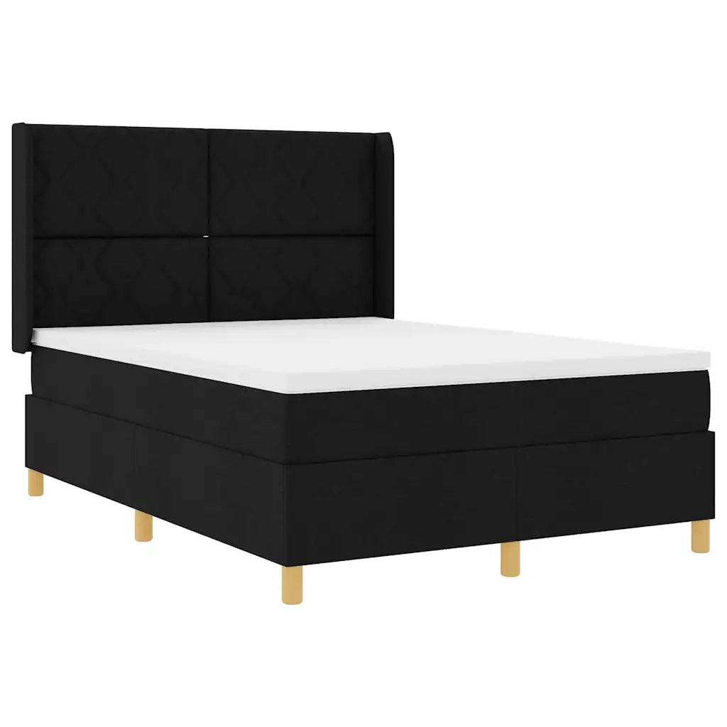 Letto a molle con materasso Nero 140 x 200 cm Tessuto 3343758