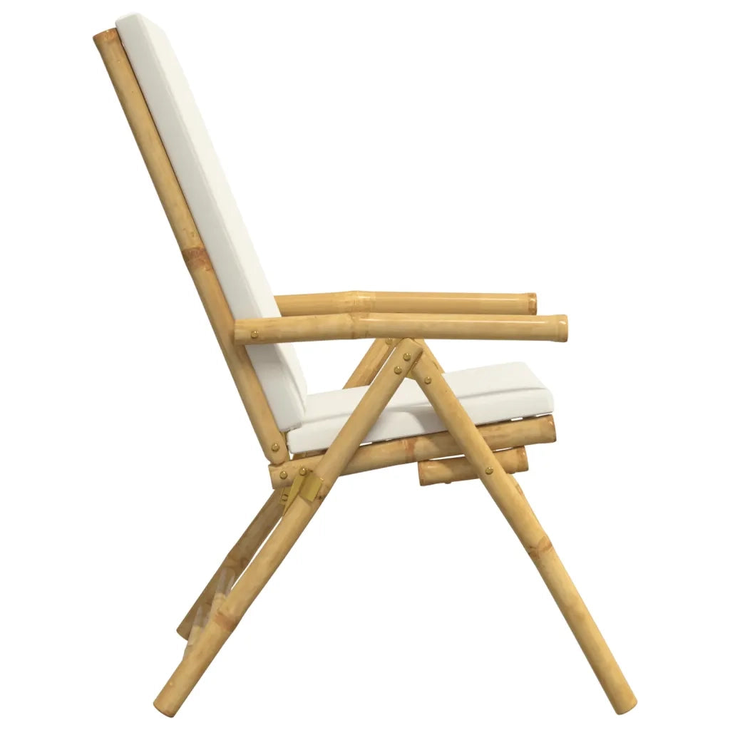 Sedie da Giardino Reclinabili 6 pz Cuscini Bianco Crema Bambù 3208928