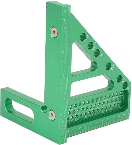 Tessitore Quadrato Alta Precisione - 3D Linea di Disegno - Lega di Alluminio - Set di Graduatori 22,5-90° - Marcature Precise - Peso Leggero e Solido - Righello di Misura