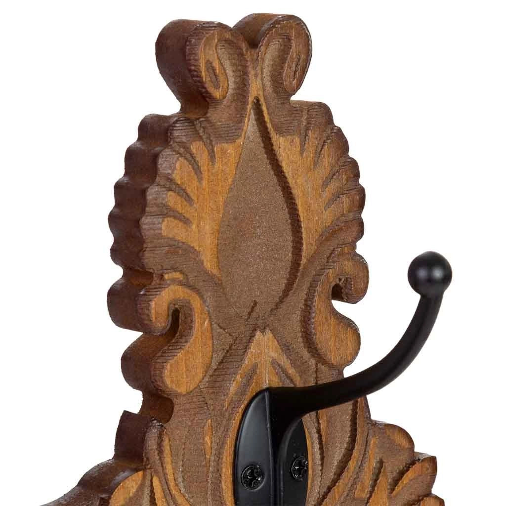 Appendino da parete in legno marrone a 3 ganci 36x8x20,5h cm
