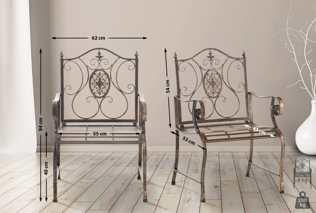 Set di 2 sedie da giardino Punjab con braccioli bronzo