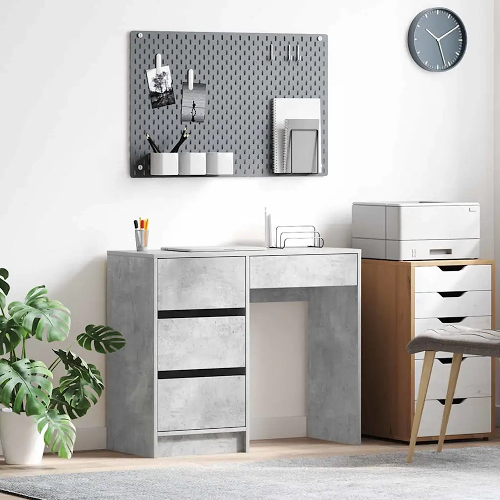 Scrivania | Tavolo da Ufficio Grigio cemento 90 x 37.5 x 75 cm Legno multistrato