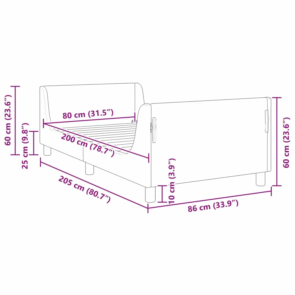 Struttura letto bambini con testata-Giroletto per bambini Nero 80 x 200 cm Velluto 538733