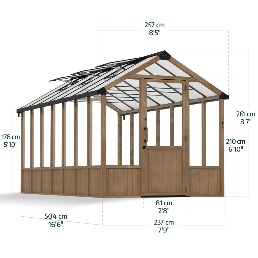 Doppio Strato Serra Da Giardino in Policarbonato  500.5X237.5X261 cm - Legno di cedro