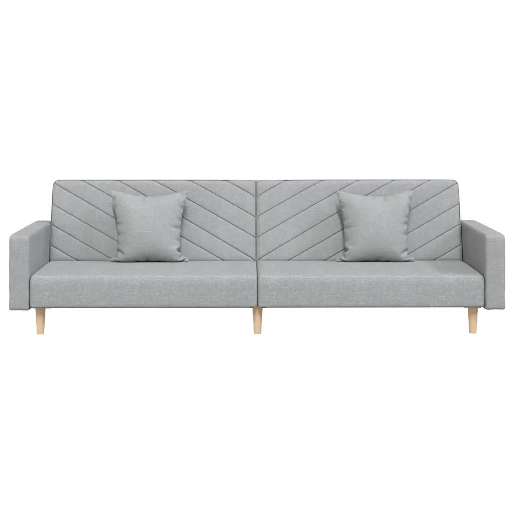 Divano Letto a 2 Posti con 2 Cuscini Grigio Chiaro in Tessuto 375899