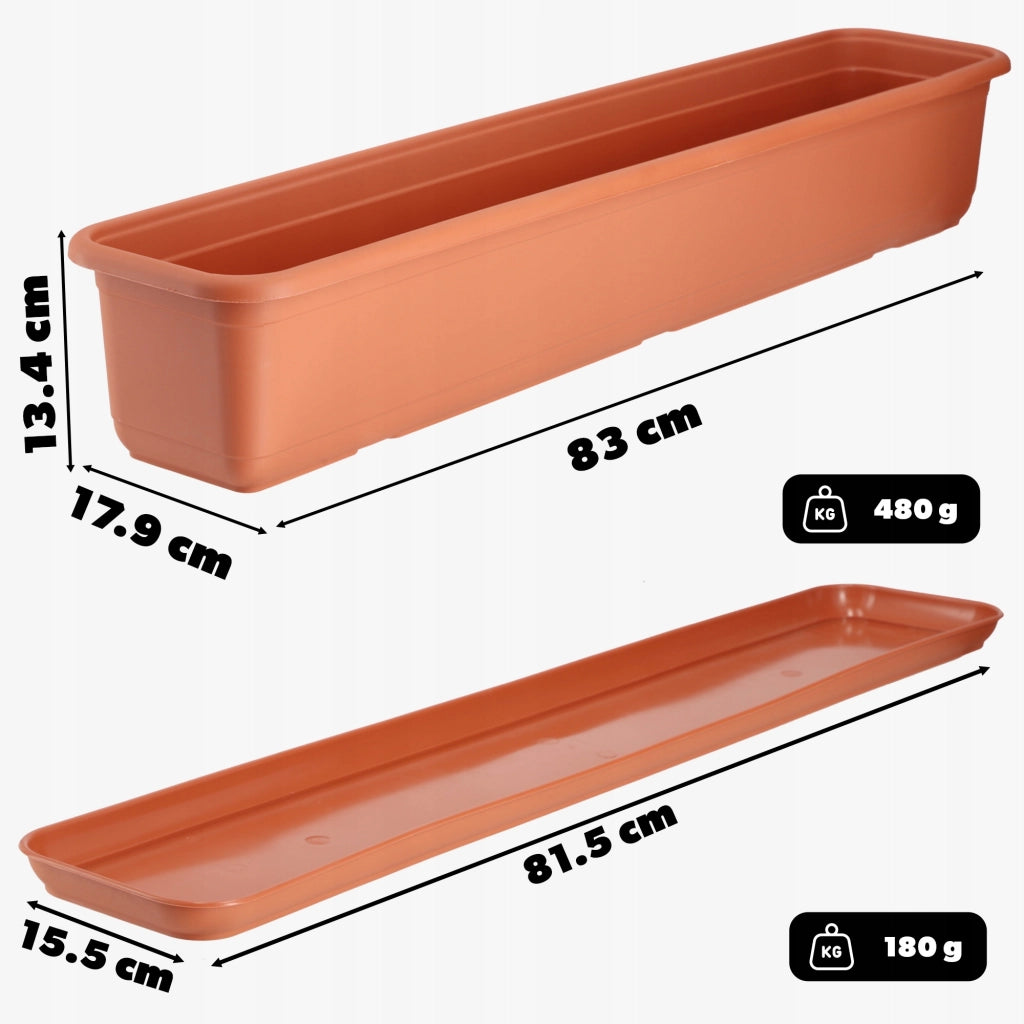 Vaso da fiori KADAX per balcone, 80 cm, con base oblunga