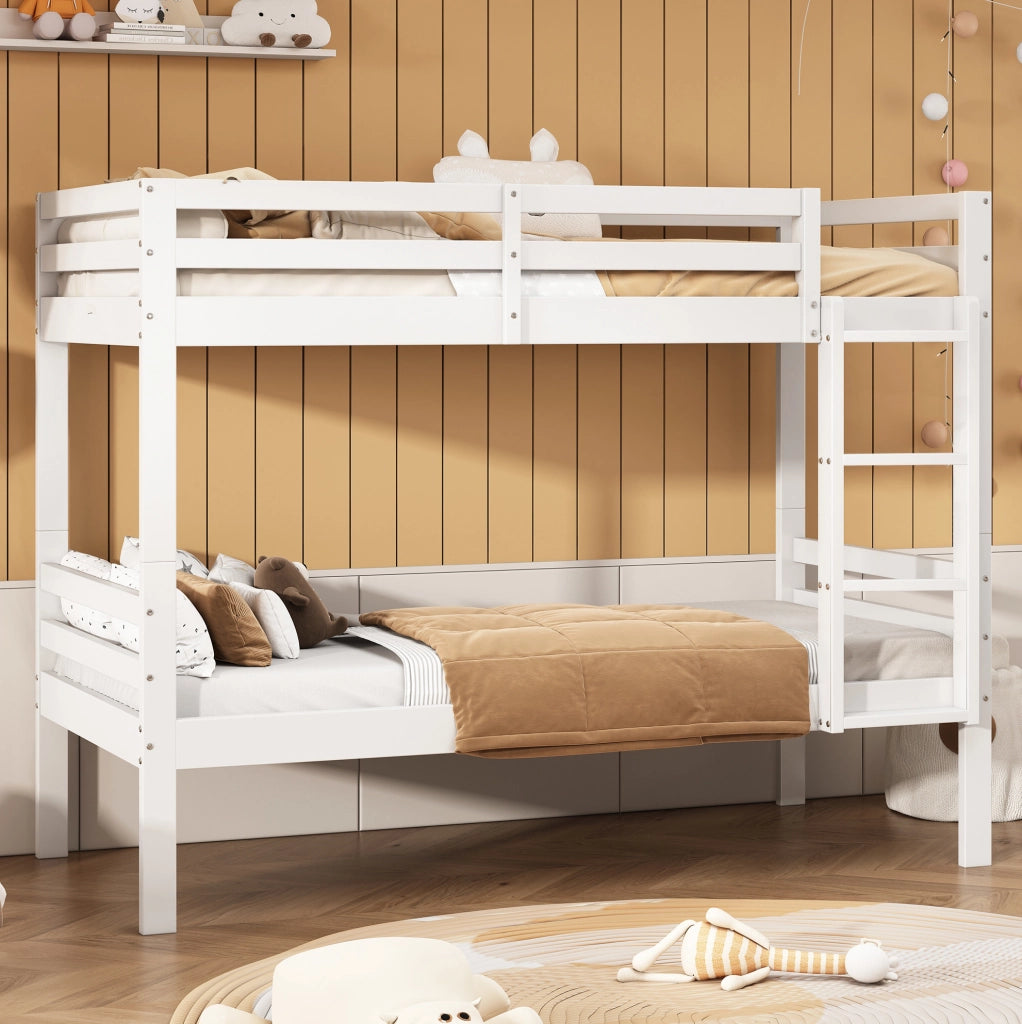 Letto a castello per bambini in pino bianco, 90 x 200 cm