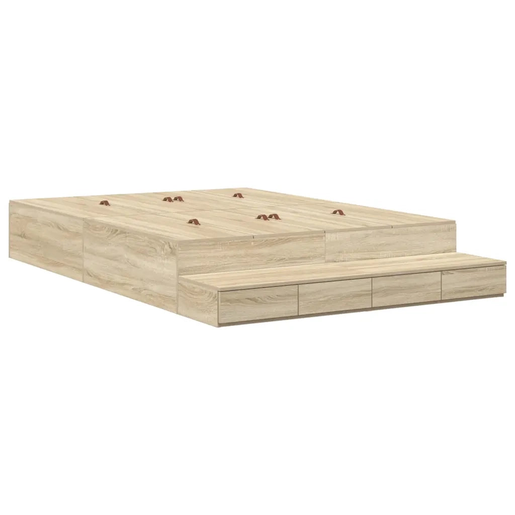 Struttura letto con contenitore Rovere Sonoma 140 cm 3335639