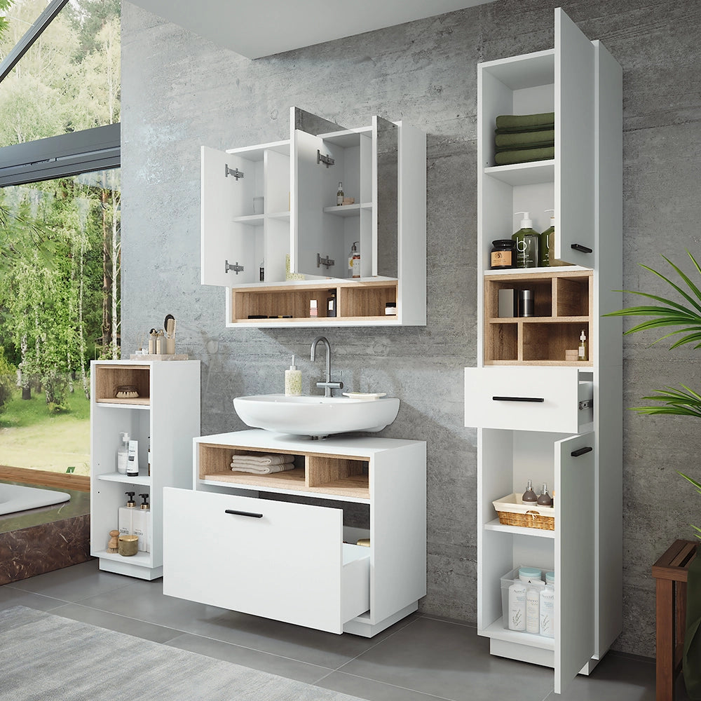 Vicco Set di mobili da bagno Bianco/Sonoma Set 4