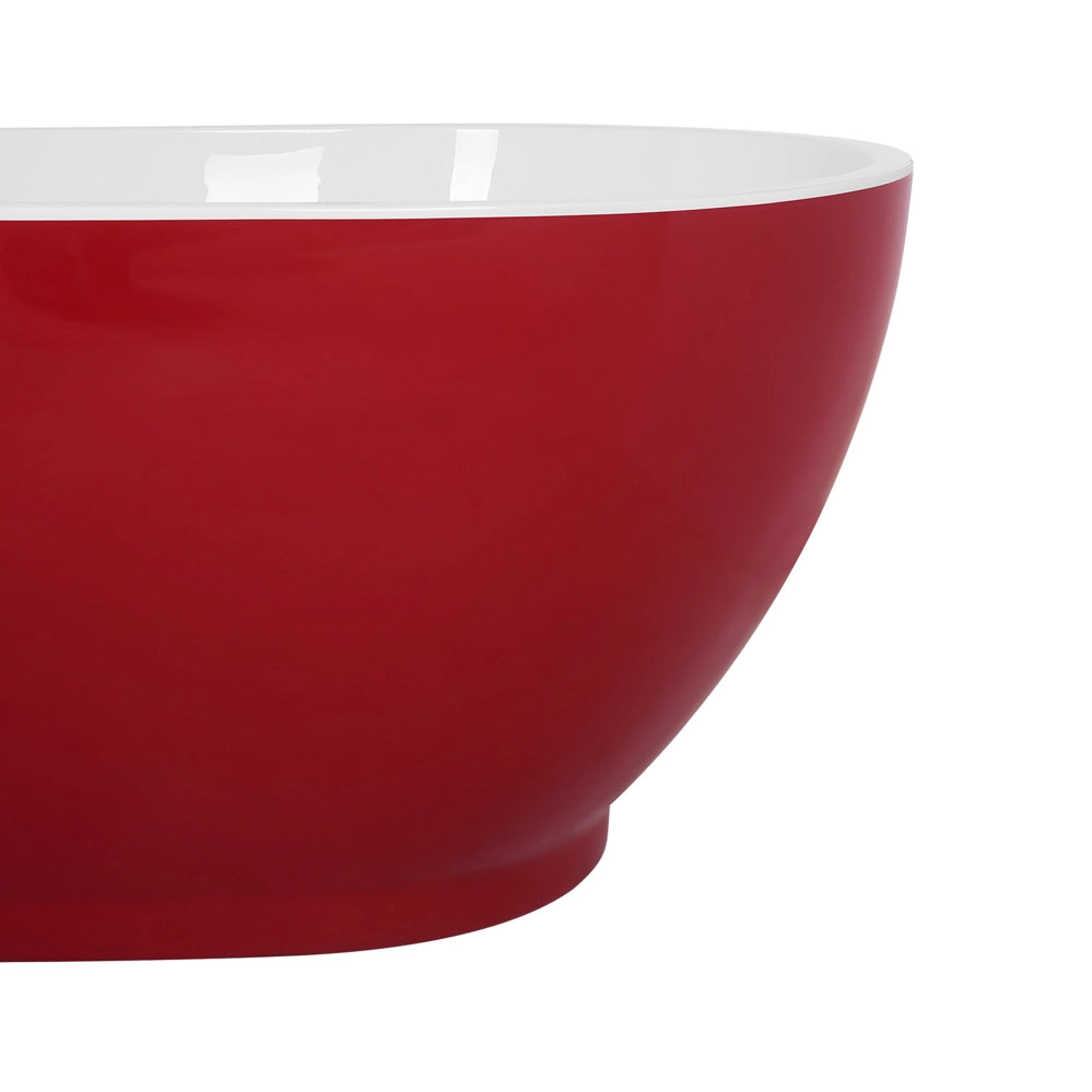 Vasca da bagno freestanding in acrilico sanitario rosso e bianco singolo 173 x 82 cm ovale dal design moderno