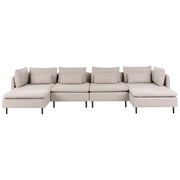 Divano modulare lato sinistro 4 posti in Velluto a coste beige design moderno soggiorno