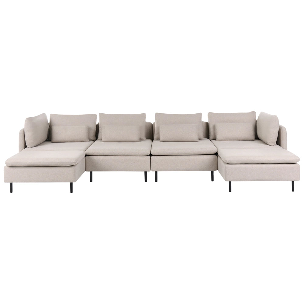 Divano modulare lato sinistro 4 posti in Velluto a coste beige design moderno soggiorno