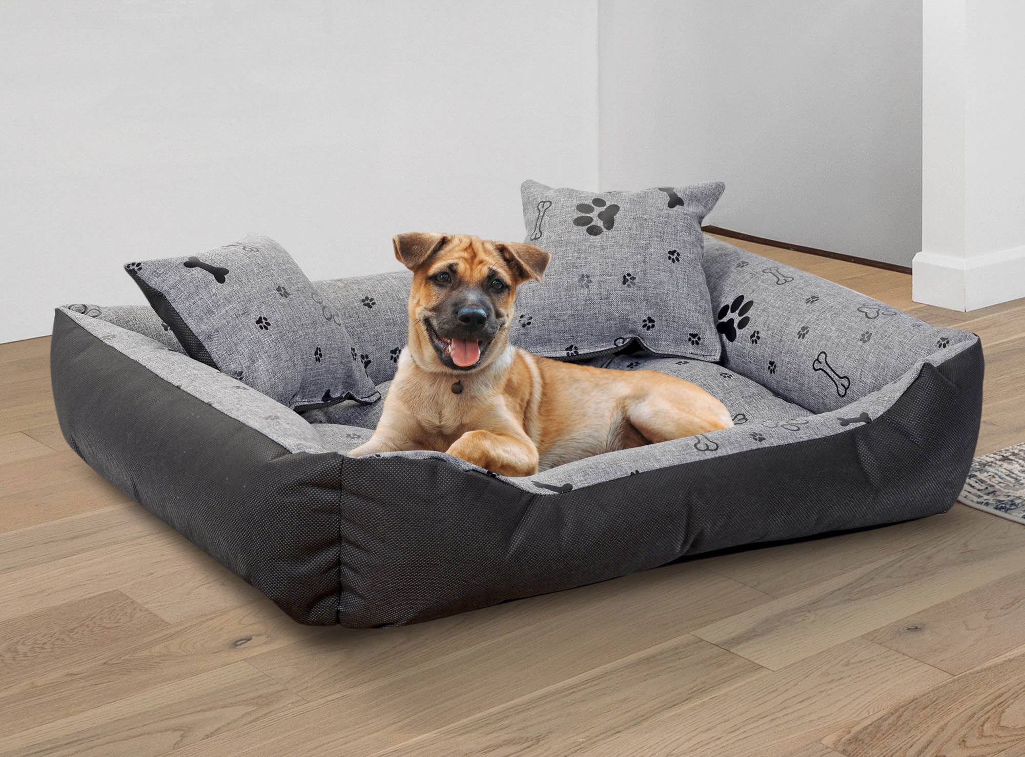 AIO FACTORY Letto per cani impermeabile 75x65cm Ossa nere