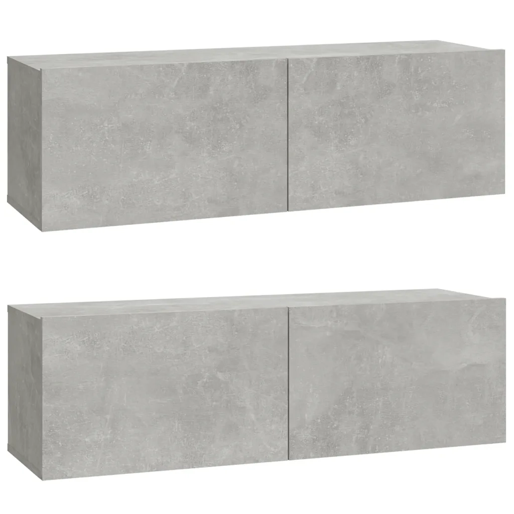Mobili TV da Parete 2 pz Grigio Cemento 100x30x30 cm in Legno 804548