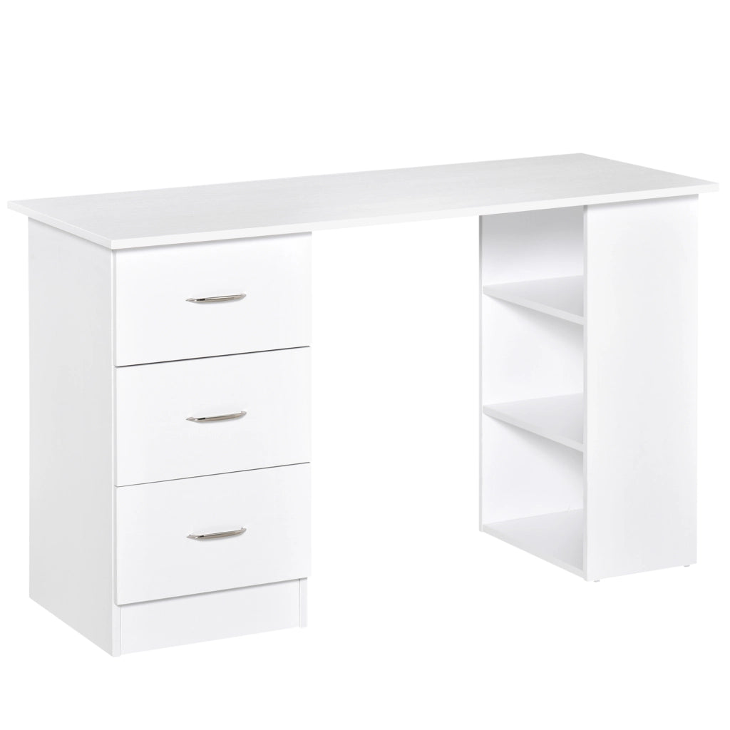 Scrivania con 3 Cassetti e 3 Ripiani ¨C zephmum ¨C Legno 120x49x72cm Bianco