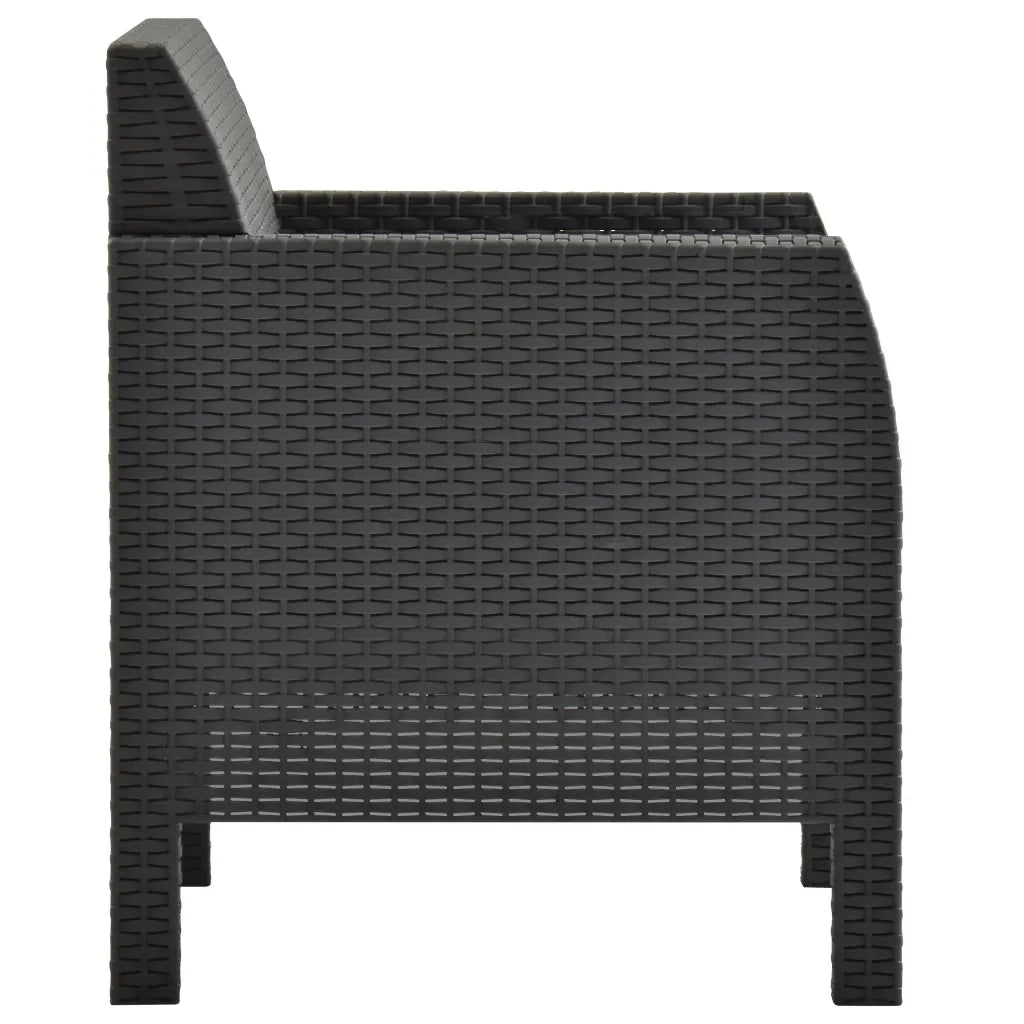 Set Divani da Giardino 3 pz | Set Salotto da Giardino con Cuscini in Rattan PP Antracite