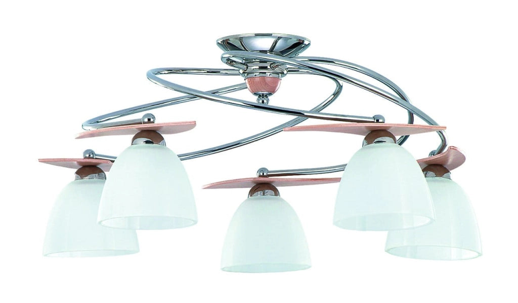 Lampadario Alfa Smiglo 5xE27 60W cromo bianco legno