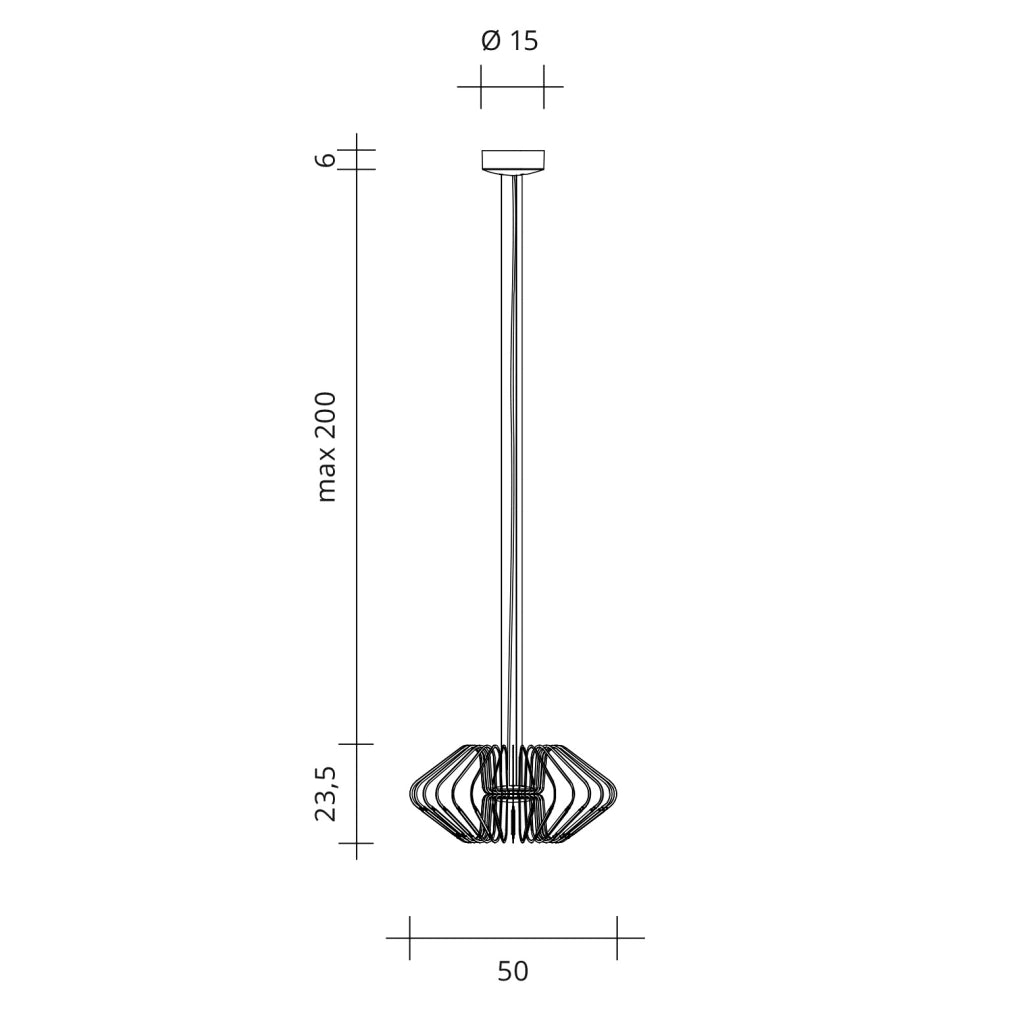 FILO LAMPADARIO A SOSPENSIONE DIAMETRO 50CM TITANIO A LED 2700K 2460LM 36W