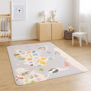 Tappeto Cameretta Bambini 80x140 Grigio Morbido Mondo Animali in Polyestere e Spugna