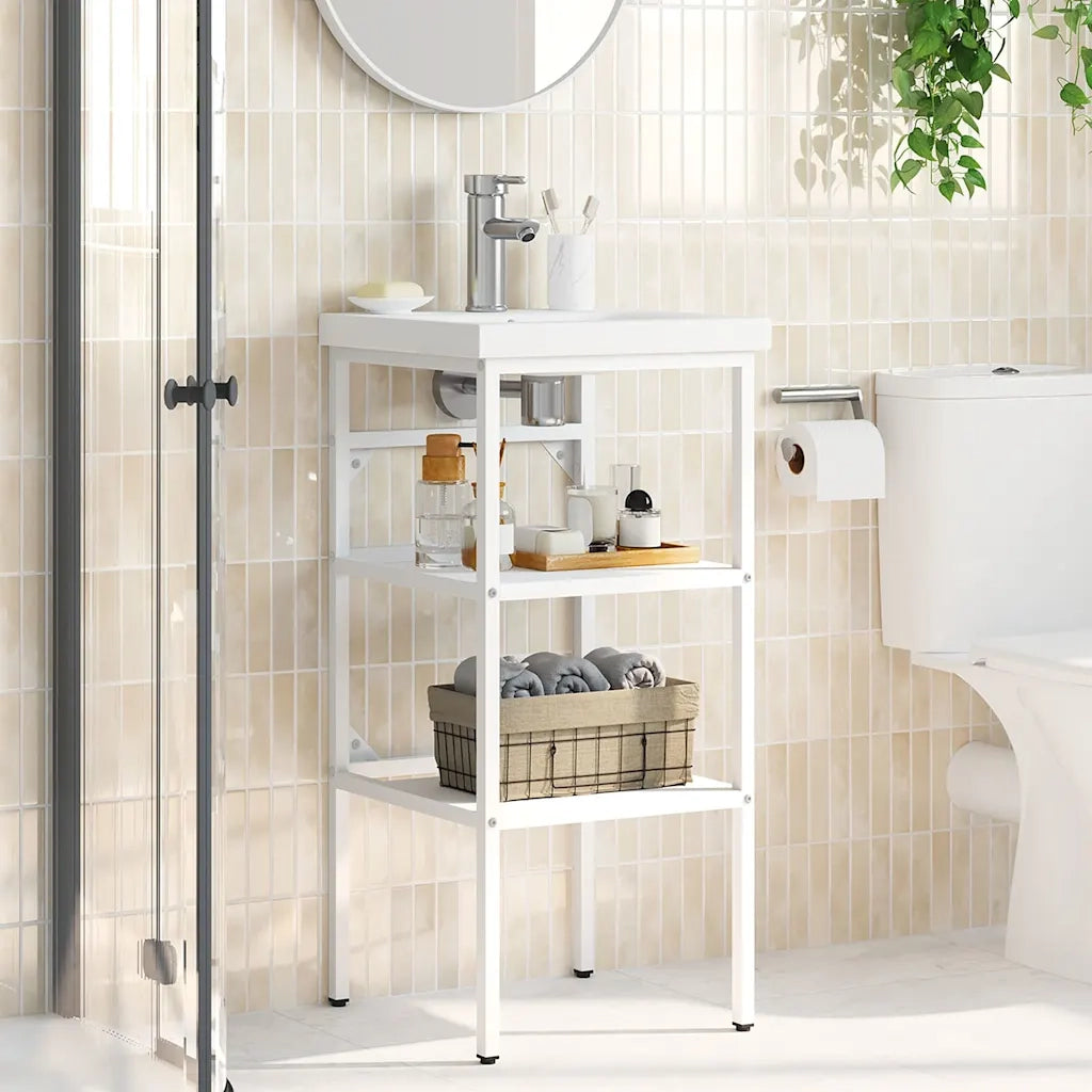 Struttura per Lavabo da Bagno-Supporti per Lavandino Bianca 40x38x83 cm in Ferro 461668