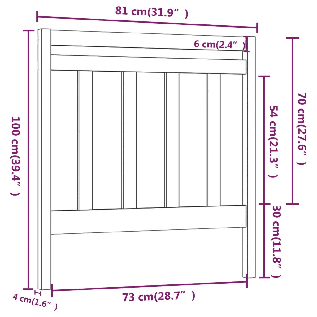 Testiera | Testata per Letto Grigia 81x4x100 cm in Legno Massello di Pino