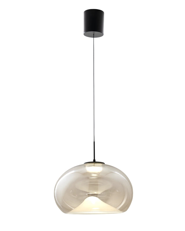 Brena - Lampada a sospensione singola cognac di Fabas Luce - Led 14W dimmerabile - Lampada da soffitto - Diametro 33cm