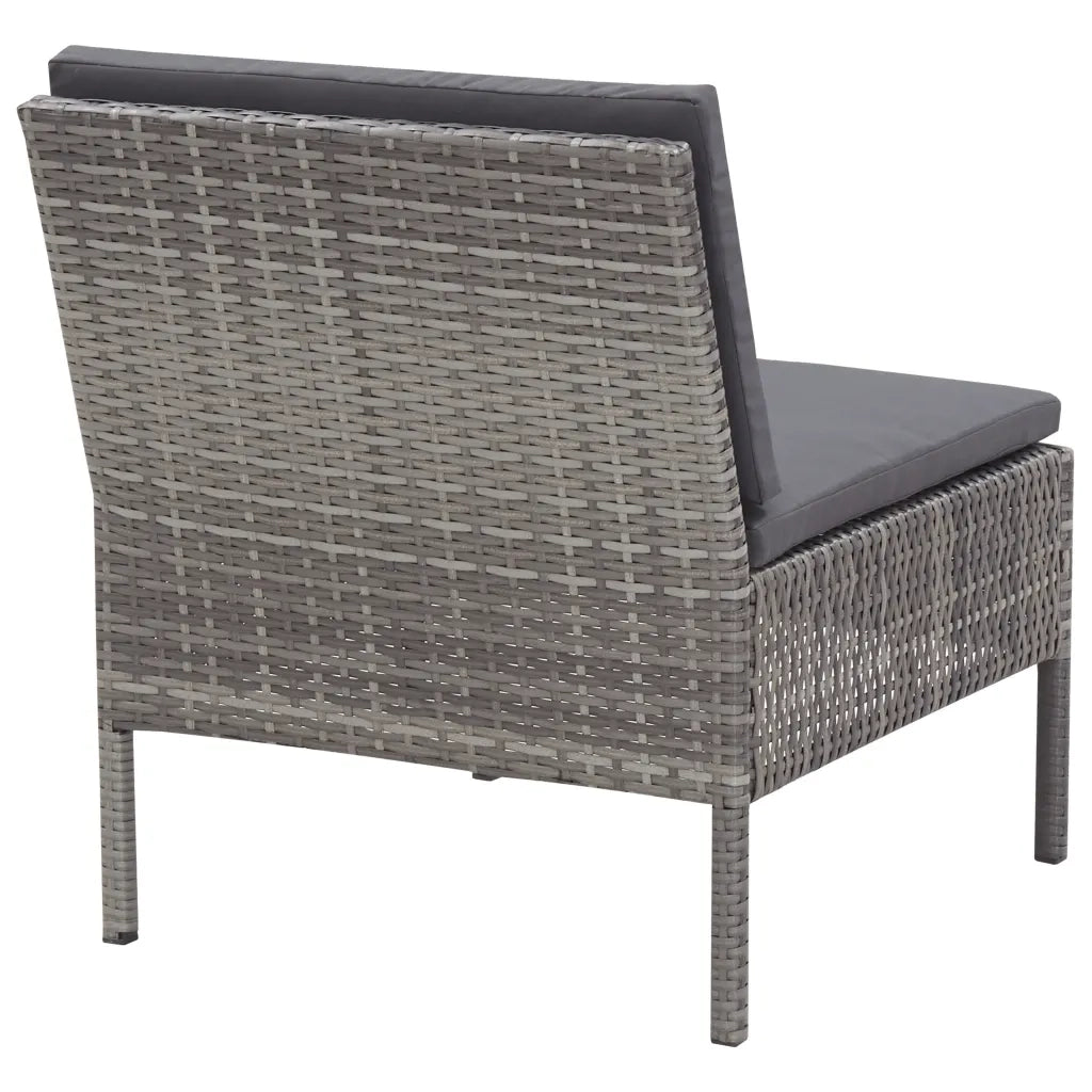 Set Divani da Giardino 3 pz con Cuscini in Polyrattan Grigio 48962