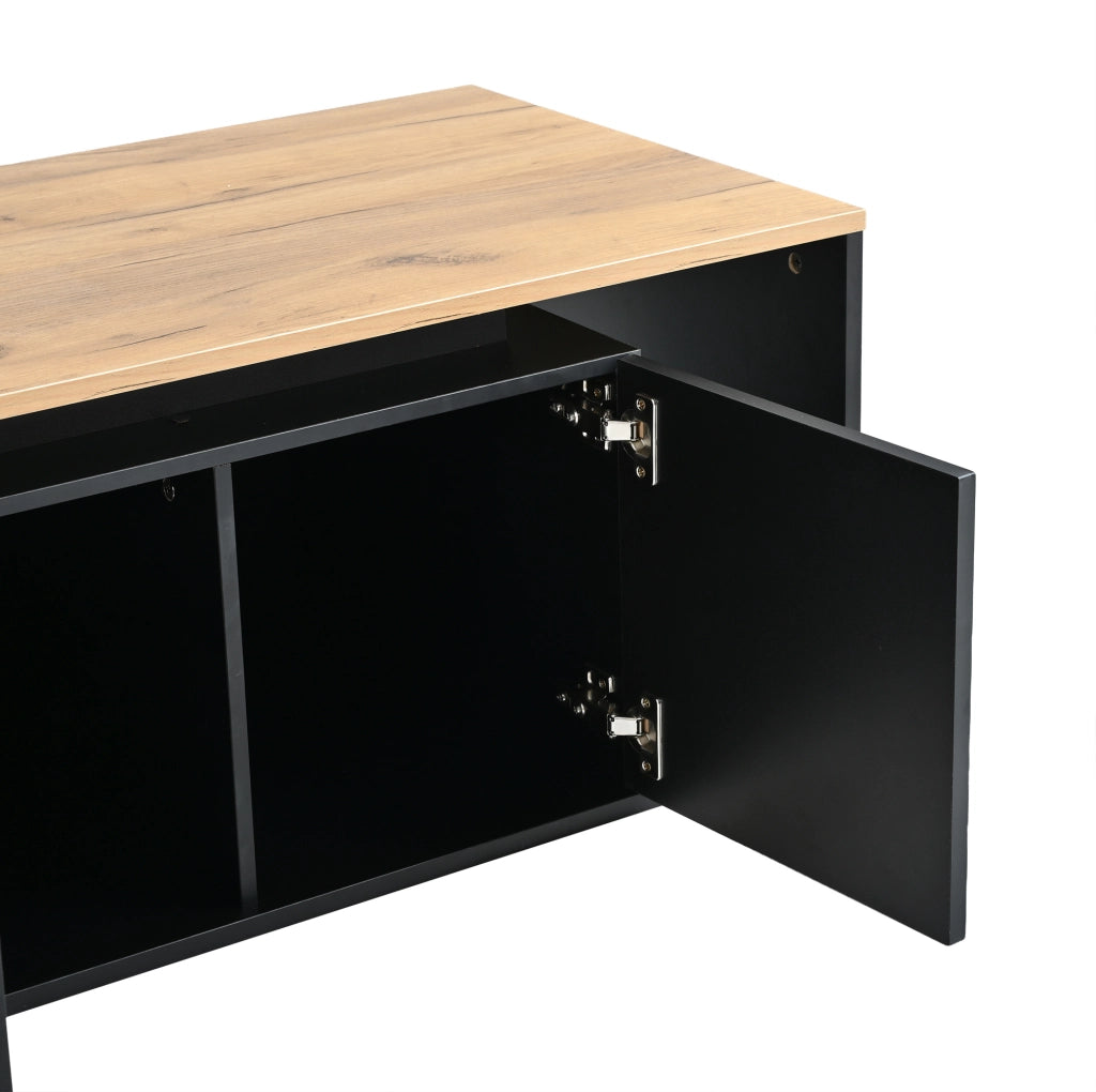 TAVOLINO da caffè 100x50x41 cm Nero con LED e ripiani semiaperti