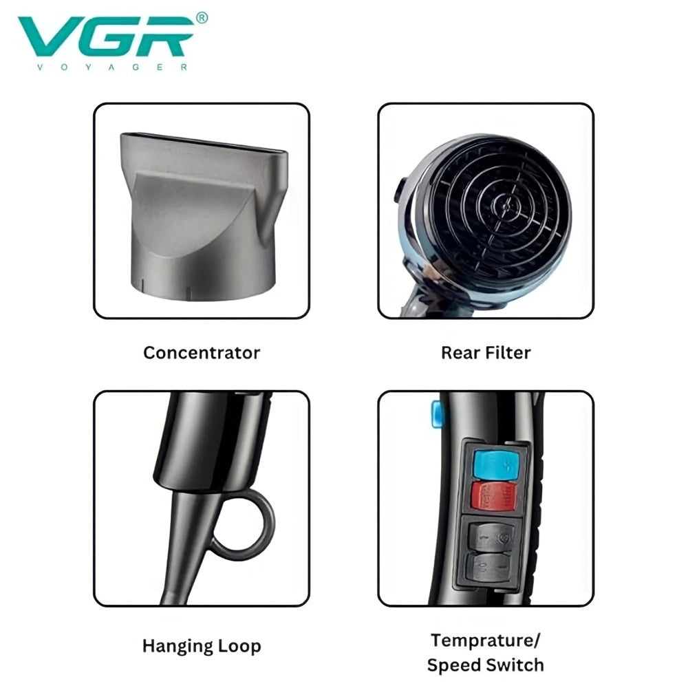Trade Shop - Hair Dryer Professionale Vgr V-465 | Asciugacapelli Parrucchiere Styling -