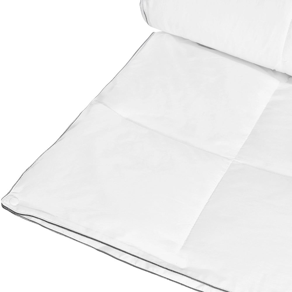 Copripiumino in cotone Japara bianco Imbottitura microfibra Taglia unica 155 x 220 cm Trapuntato per tutte le stagioni Lavabile in lavatrice