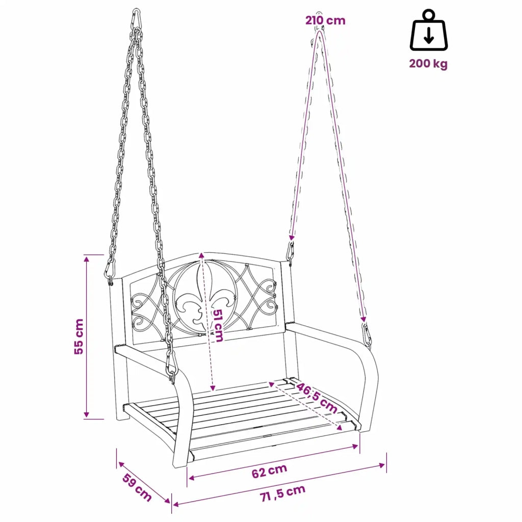 Panchina a Dondolo Acciaio 71,5 x 59 x 55 cm Bianco Antico