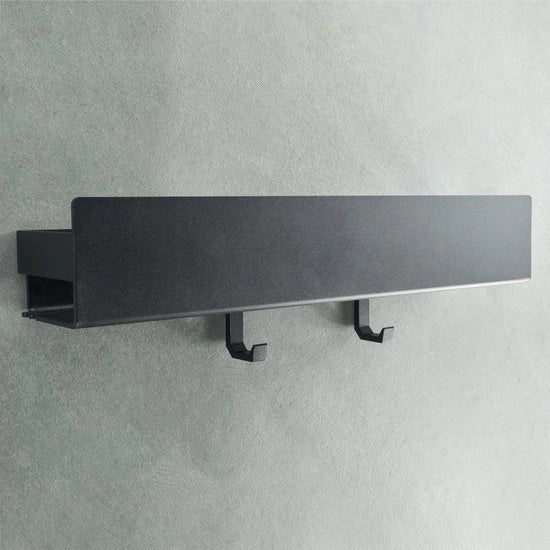 Plank da doccia senza fori | Organizzatore della camera da bagno | Plank da doccia senza fori | Plank della camera da bagno | Plank da appendere | Plank da parete | Kit di fissaggio autoadesivo per doccia | Plank da doccia nero 42 cm
