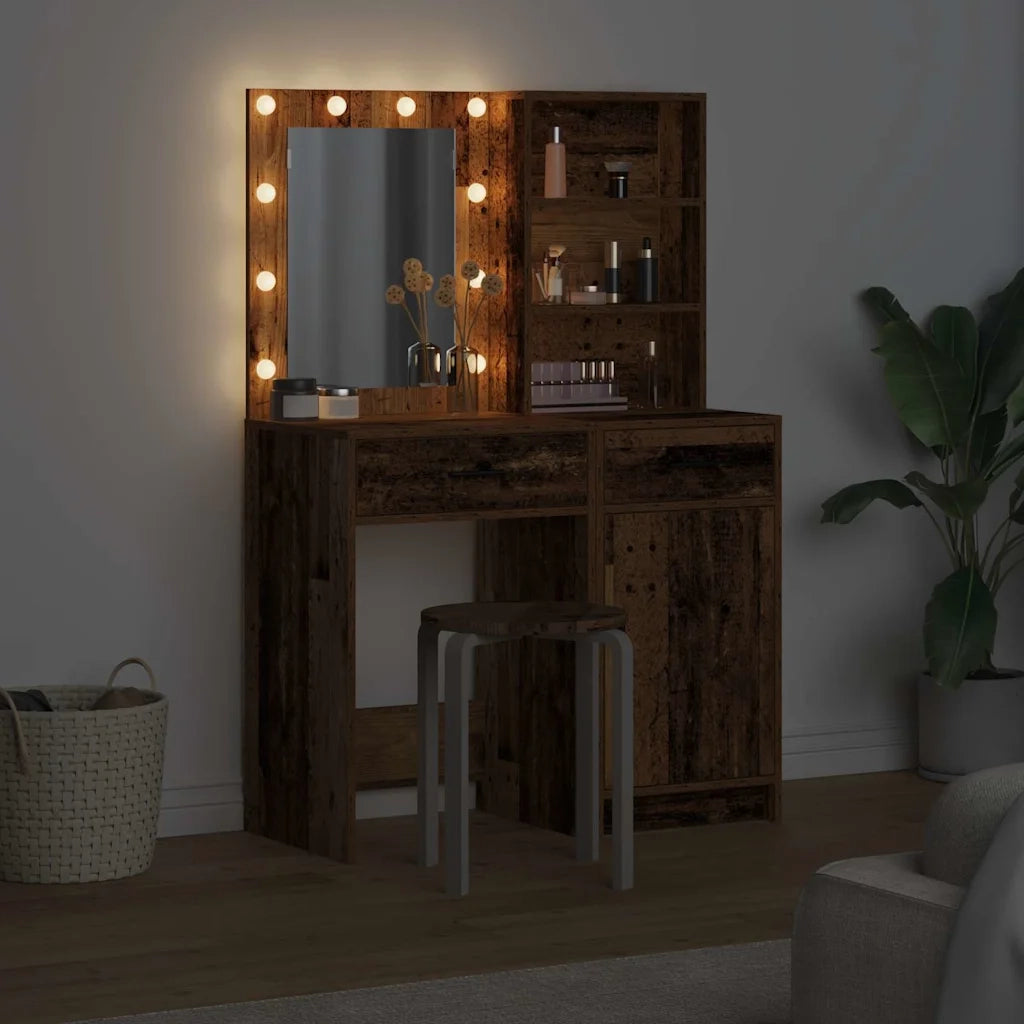 Set da tavolo da trucco con LED con porta 2 pcs Legno vecchio 3334279