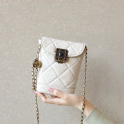 Borsa a tracolla in vera pelle, graziosa e con tracolla lunga, colore bianco.