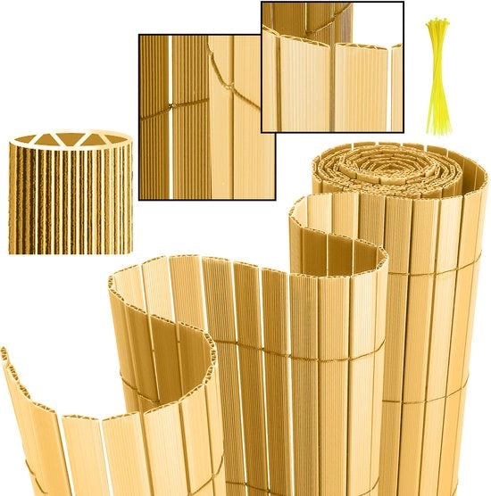 Schermo per Privacy in PVC 1,4x5m a forma V per separazione di giardino e protezione per balconi, resistente al vento e alle intemperie, UV resistente per giardino e terrazzo, realizzato in bambù.