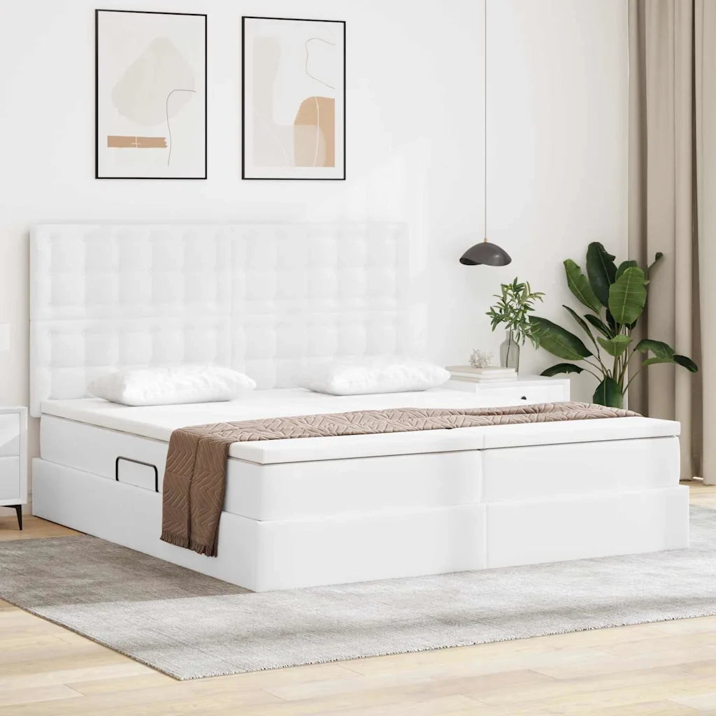 Letto con contenitore e materasso Bianco Puro 180 x 200 cm