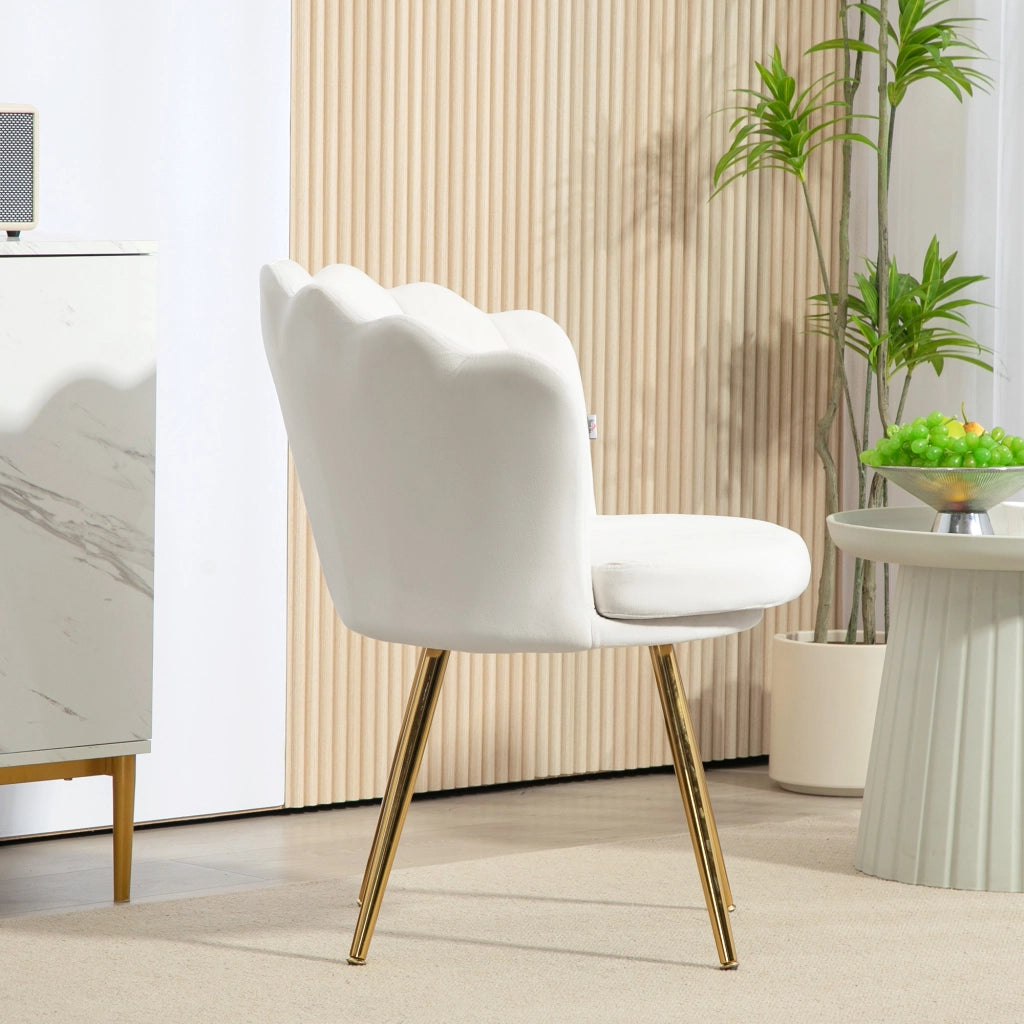 Poltrona in velluto con gambe metallo dorato ¨C Zephmum ¨C Crema