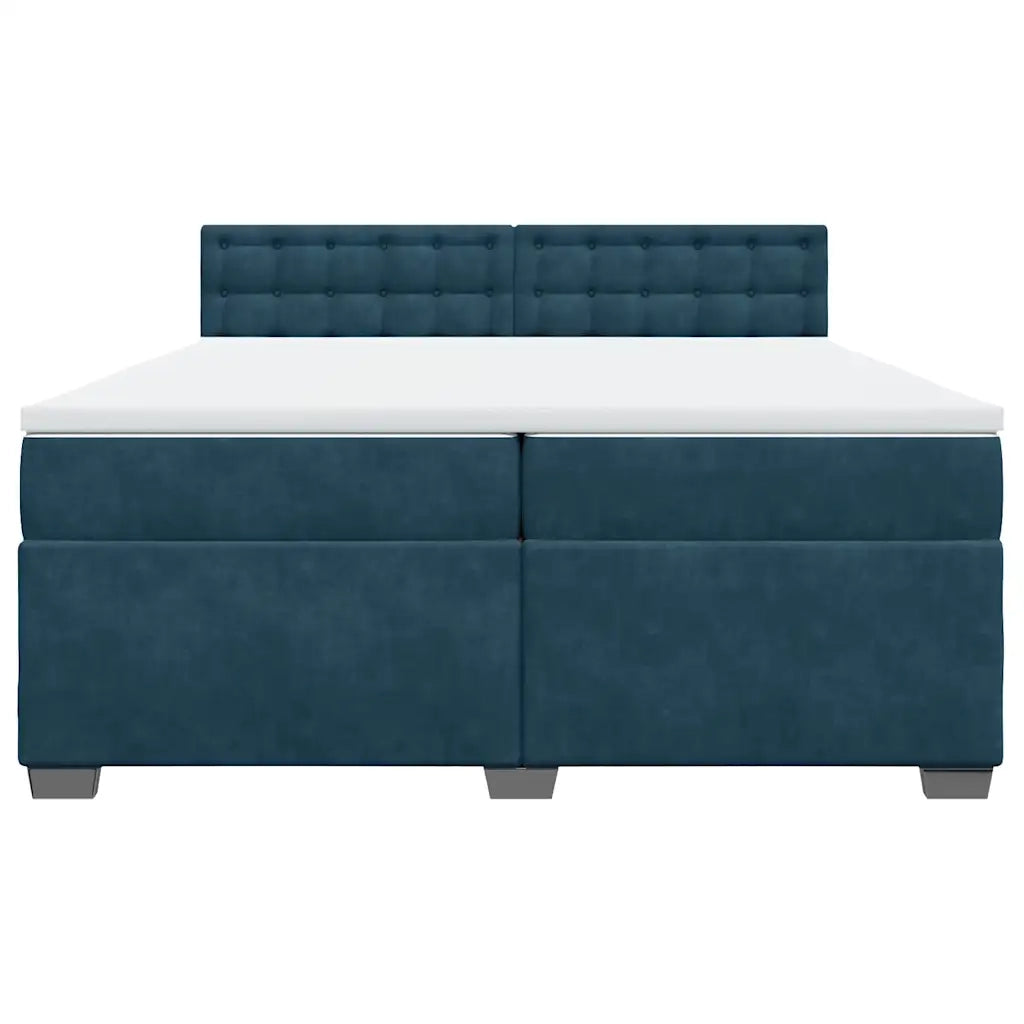 Giroletto a Molle con Materasso Blu 200x200 cm in Velluto