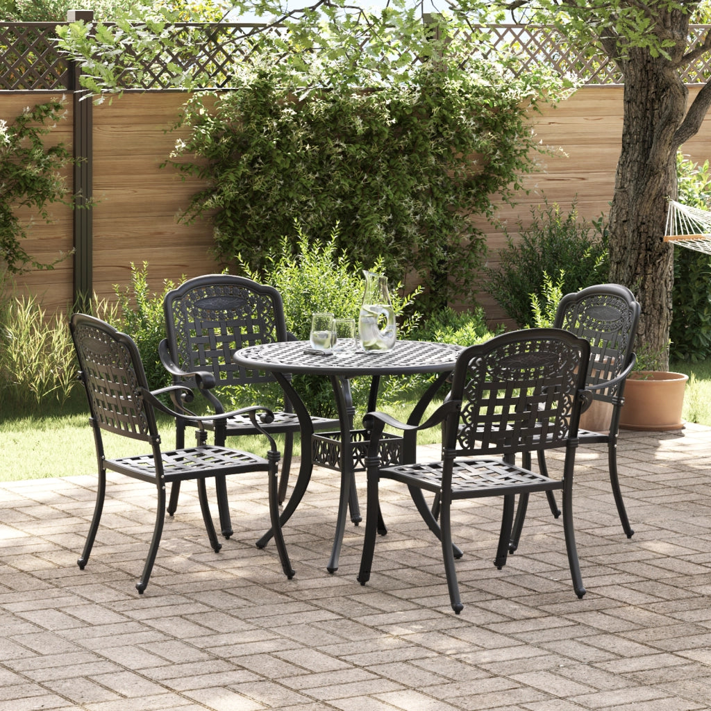 Set da Pranzo da Giardino in 5 Pezzi in Ghisa Nera