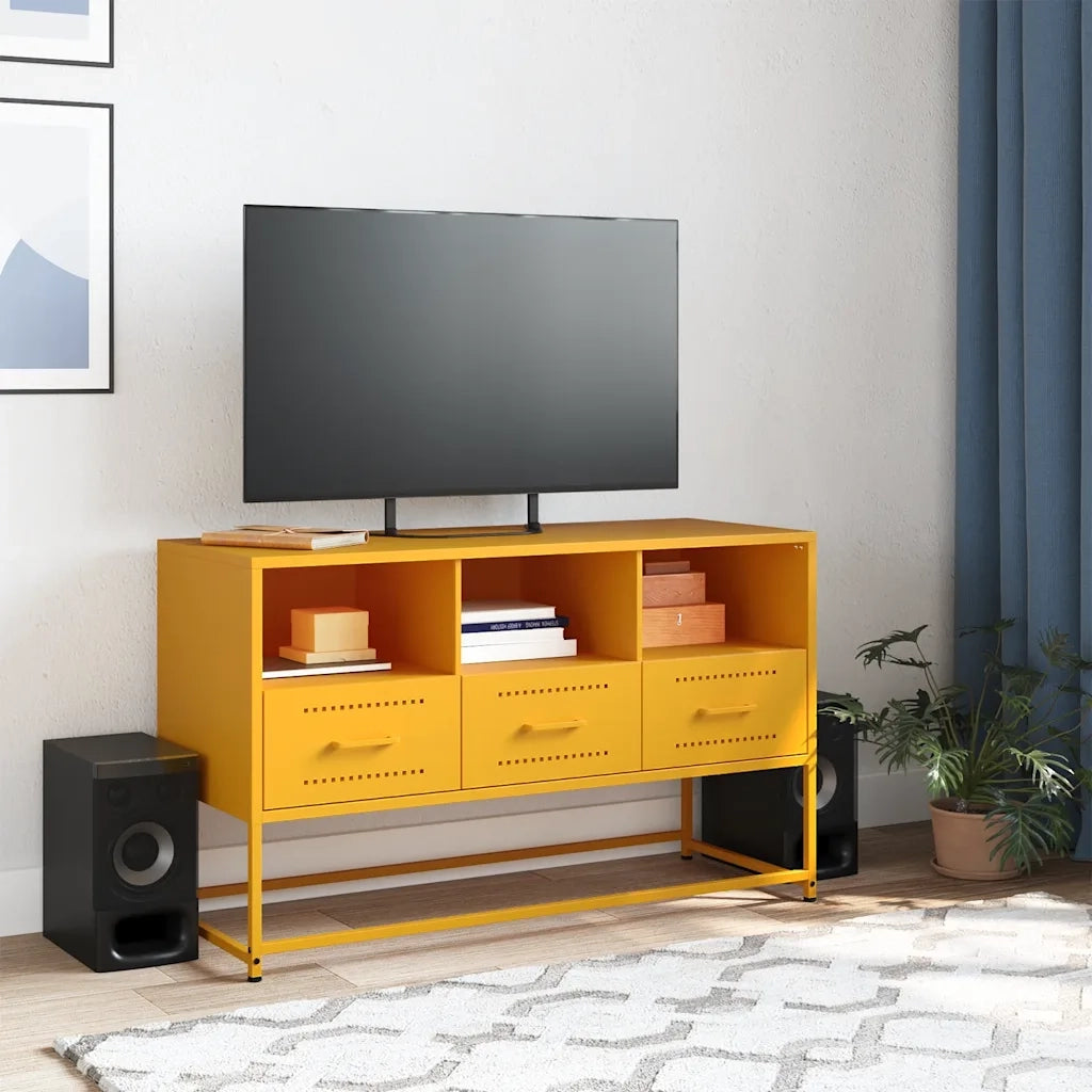 Mobile TV Giallo Senape 100,5x39x60,5 cm in Acciaio 846545