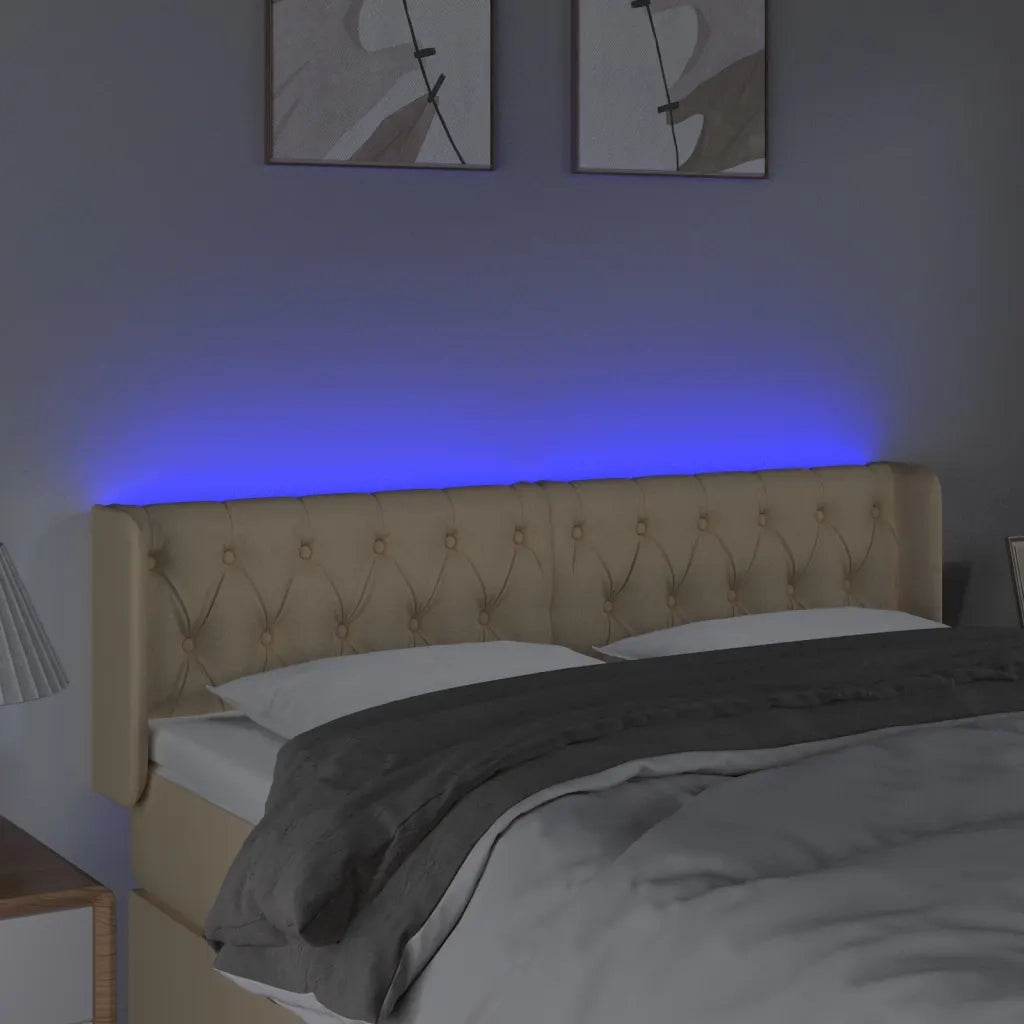 Testiera a LED Crema 163x16x78/88 cm in Tessuto 3123583