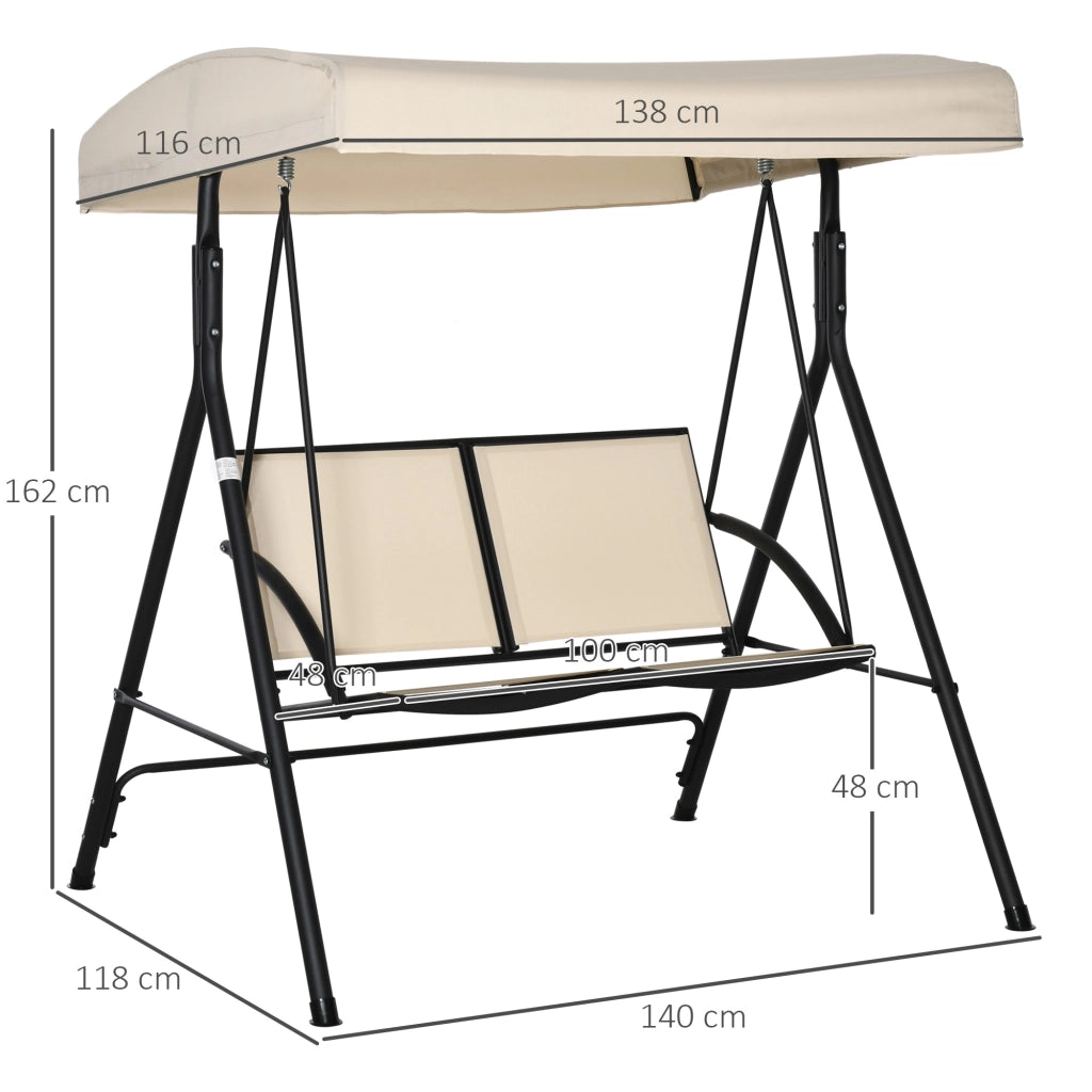 Easycomfort Dondolo a 2 Posti da Giardino con Tettuccio Regolabile, 140x118x162cm Beige