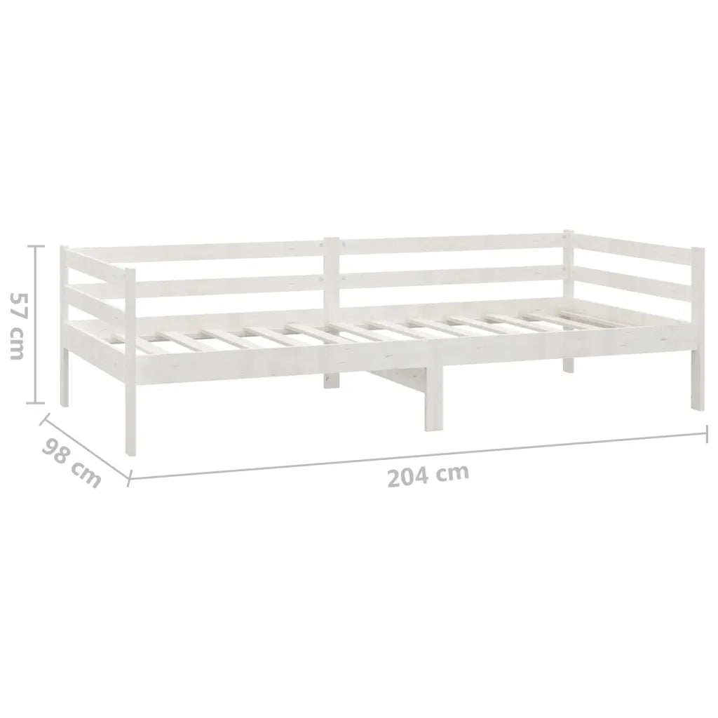 Divano Letto con Materasso 90x200 cm Bianco in Legno di Pino 3083570