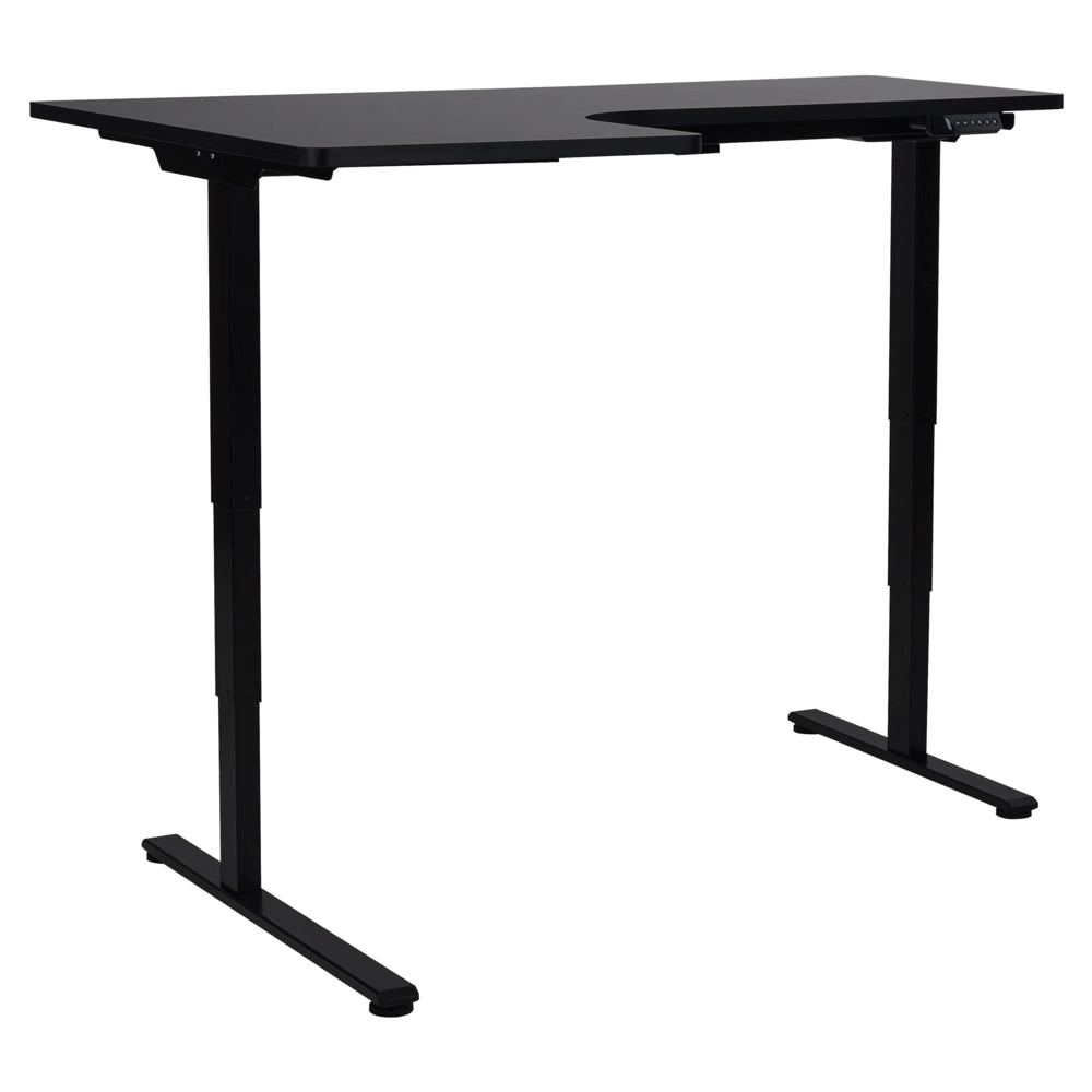 Scrivania elettrica regolabile ad angolo retto moderna a forma di L 160 x 59 cm Piano nero lato sinistro stile moderno