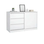 Credenza Bebinca, Buffet da soggiorno, Madia da salotto, Dispensa da cucina, 119x50 h76 cm, Bianco lucido